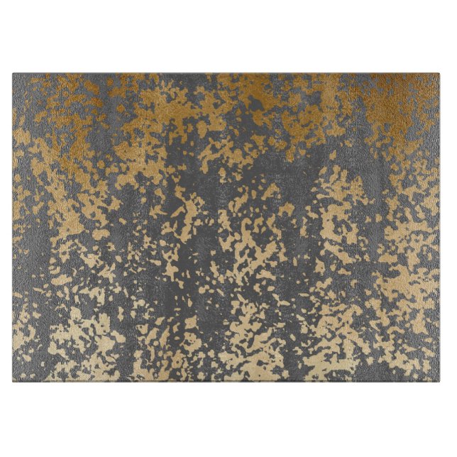 elegant chick faux gold and grey brushstrokes cutting board (Front)