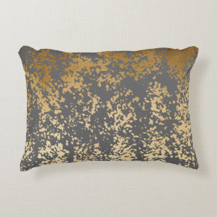 elegant chick faux gold and grey brushstrokes decorative cushion