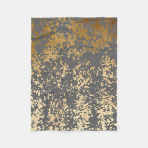 elegant chick faux gold and grey brushstrokes fleece blanket