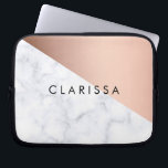 Elegant chick geometric white marble rose gold laptop sleeve<br><div class="desc">Stylish and modern geometric design featuring faux white marble and faux rose gold.</div>