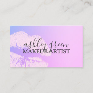 Elegant chick gradient purple lips makeup artist business card