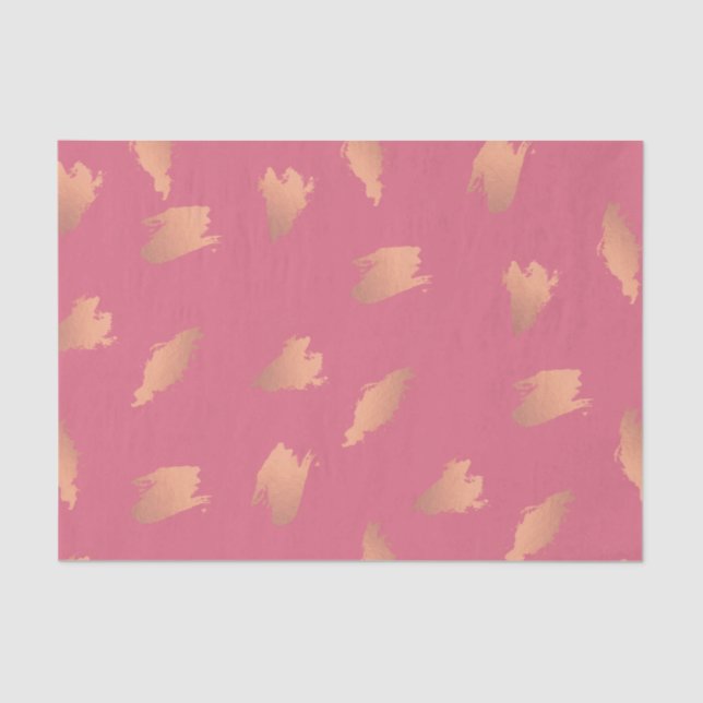 Elegant chick rose gold abstract brush pattern tissue paper (Front)