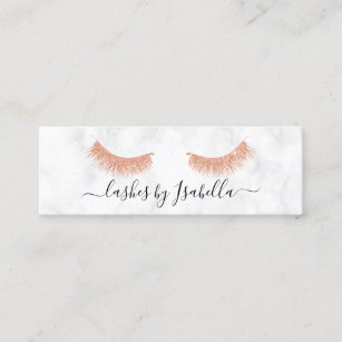 Elegant chick rose gold glitter marble lashes mini business card