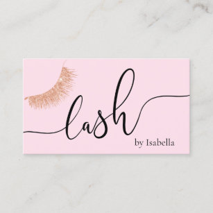 Elegant chick rose gold glitter pink lash  business card