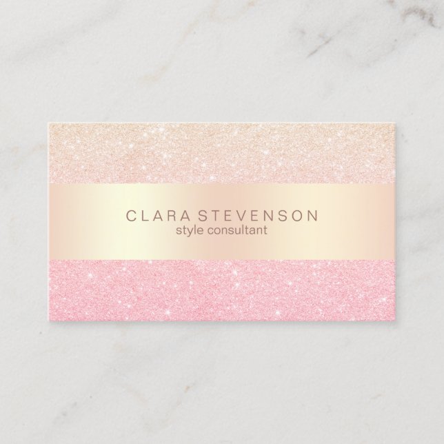 Elegant chick rose gold glitter style consultant business card (Front)