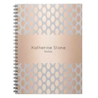 Elegant Chick Rose Gold Polka Dots Pattern Grey Spiral Notebook