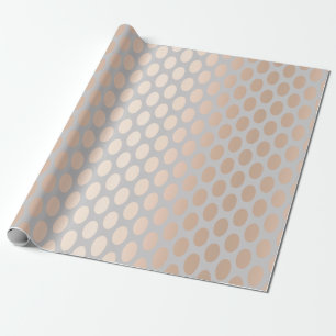 Elegant Chick Rose Gold Polka Dots Pattern Grey Wrapping Paper