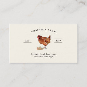 Elegant Chicken and  Fresh egg Farm Business Card