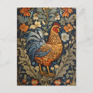 Elegant Chicken William Morris Inspired Floral Postcard