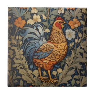 Elegant Chicken William Morris Inspired Floral Tile