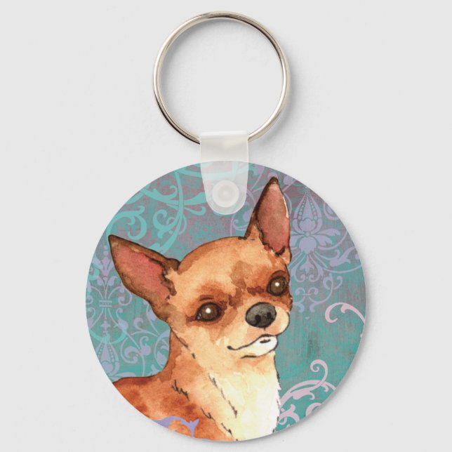 Elegant Chihuahua Key Ring (Front)