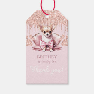Elegant Chihuahua with Glitter Birthday  Gift Tags