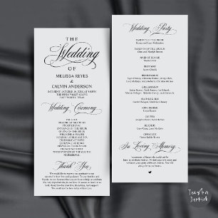 Elegant Chill Grey Script Wedding Ceremony Programme