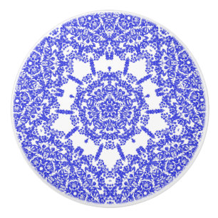 Elegant China Blue And White floral Lacy Pattern Ceramic Knob