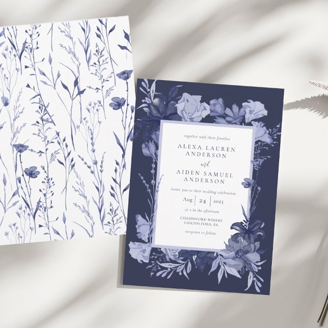 Elegant Chinaware Blue Floral Wedding  Invitation (Creator Uploaded)