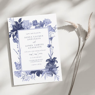 Elegant Chinaware Blue Floral Wedding Invitation