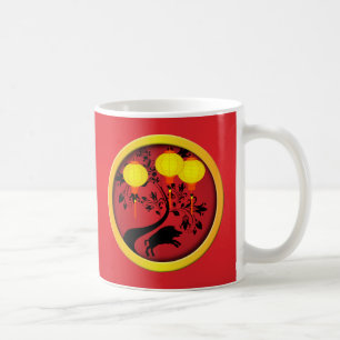 Elegant Chinese New Year Pig Lanterns Coffee Mug