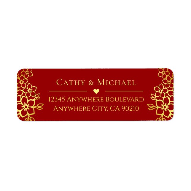 Elegant Chinese wedding floral return address (Front)