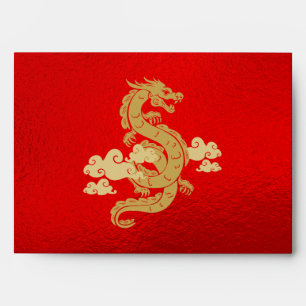 Elegant Chinese Year Dragon Red Gold Envelope