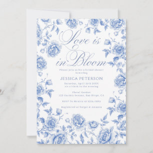 Elegant chinoiserie blue and white weddding invitation