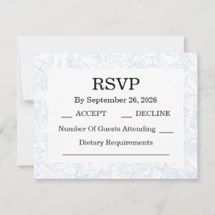 Elegant Chinoiserie Blue Floral Wedding RSVP Card