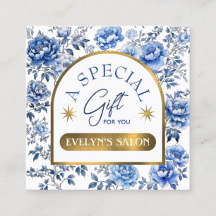 Elegant chinoiserie blue flowers gift card