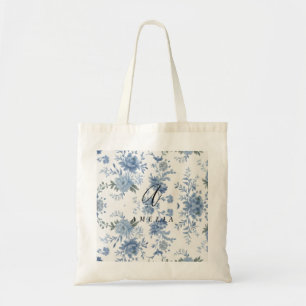Elegant Chinoiserie Blue Toile Tote Bag