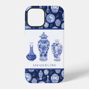 Elegant Chinoiserie Blue White Floral Ginger Jar iPhone 12 Case