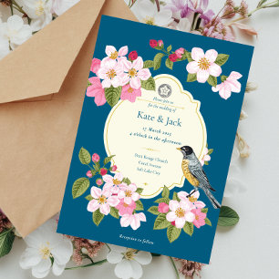 Elegant Chinoiserie Floral Bird Wedding Invitation