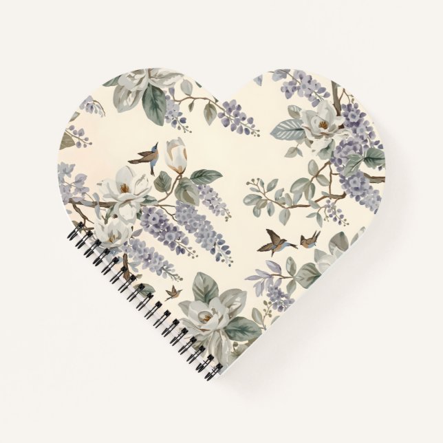 Elegant Chinoiserie Floral & Birds Notebook (Front)