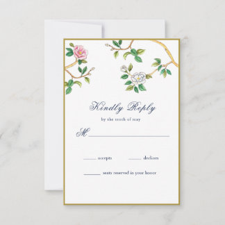 Elegant Chinoiserie Floral  RSVP Card