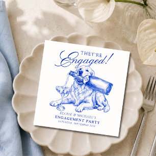 Elegant Chinoiserie Golden Retriever Engagement Napkin
