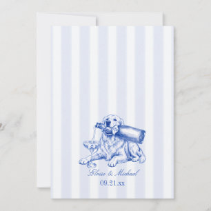 Elegant Chinoiserie Golden Retriever Wedding Invitation