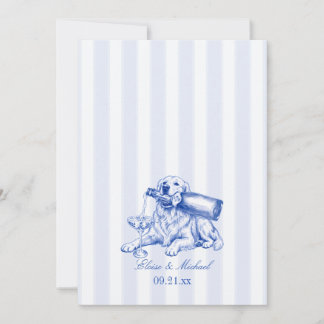 Elegant Chinoiserie Golden Retriever Wedding Invitation