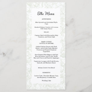 Elegant Chinoiserie Green Floral Wedding Menu