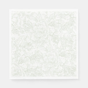 Elegant Chinoiserie Green Floral Wedding Napkin