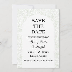 Elegant Chinoiserie Green Floral Wedding Save The Date