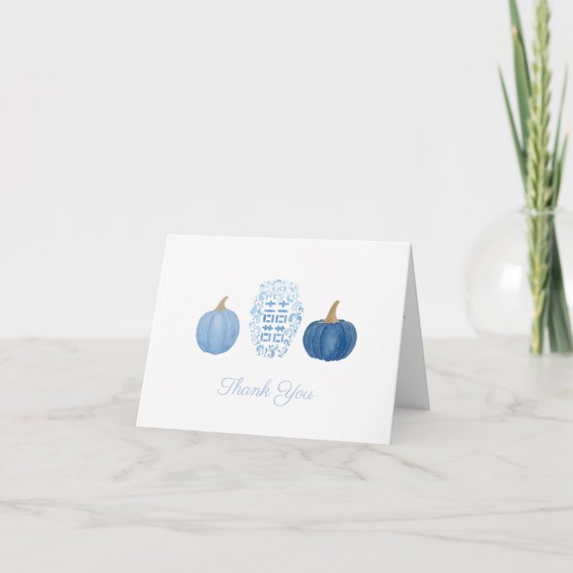 Elegant Chinoiserie Pumpkins Bridal Shower  Thank You Card (Front)
