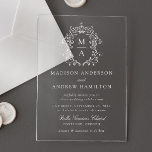 Elegant Chinoiserie Victorian Floral Wedding Acrylic Invitations