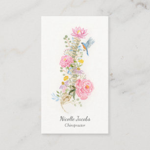 Elegant Chiropractor Floral Spine Business Card