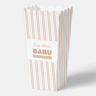Elegant Choco Brown Striped Pattern Baby Shower Favour Box