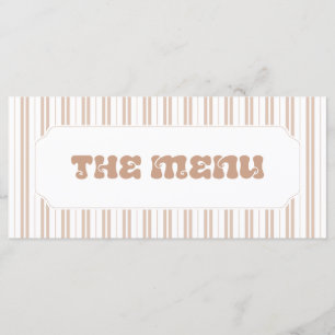 Elegant Choco Brown Striped Pattern Baby Shower Menu