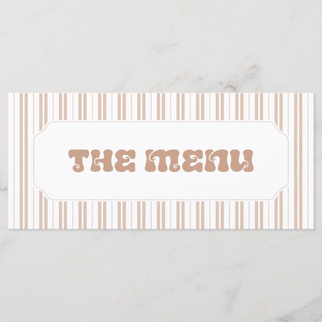 Elegant Choco Brown Striped Pattern Baby Shower Menu (Front)