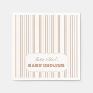 Elegant Choco Brown Striped Pattern Baby Shower Napkin