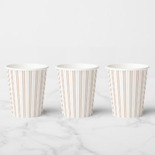 Elegant Choco Brown Striped Pattern Baby Shower Paper Cups