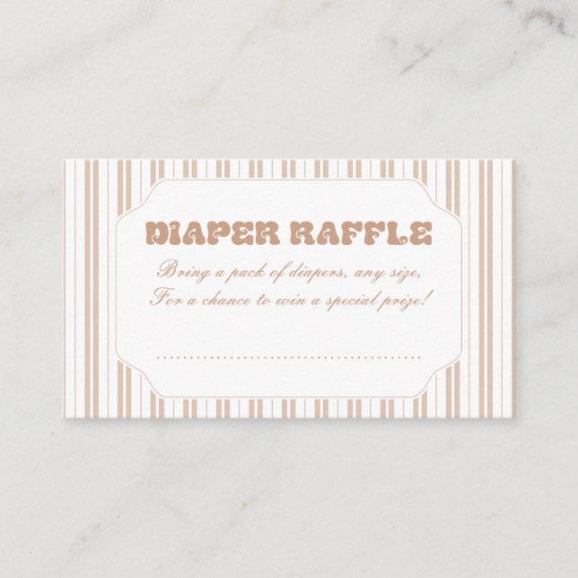 Elegant Choco Brown Striped Pattern Diaper Raffle Enclosure Card (Front)