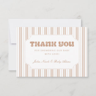 Elegant Choco Brown Striped Thank You Baby Shower Invitation