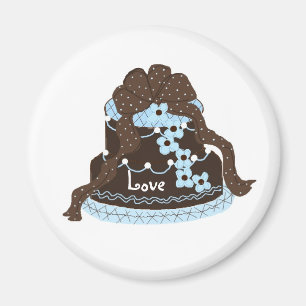Elegant Chocolate and Blue Cake Magnet
