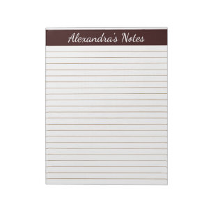 Elegant Chocolate Brown 8.5x11 Letter Personalised Notepad