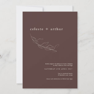 Elegant Chocolate Brown Botanical Wedding Invitation